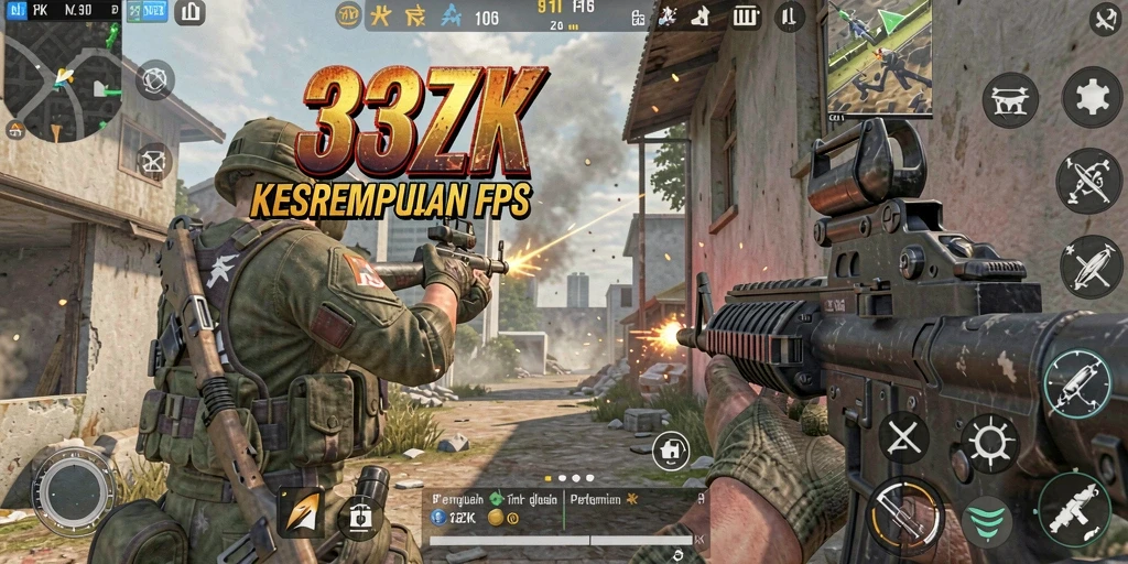 Gameplay seru dalam pertempuran FPS di 33ZK.