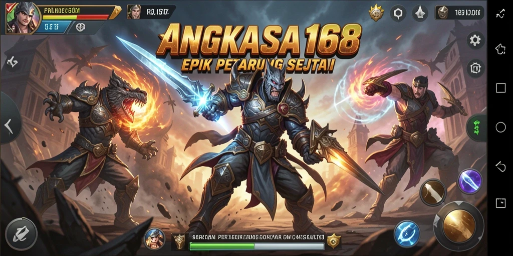 Tangkapan layar gameplay ANGKASA168 menampilkan aksi pertarungan yang intens.