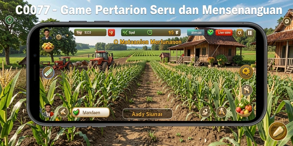 Screenshot gameplay C0077 menampilkan aktivitas pertanian yang seru.