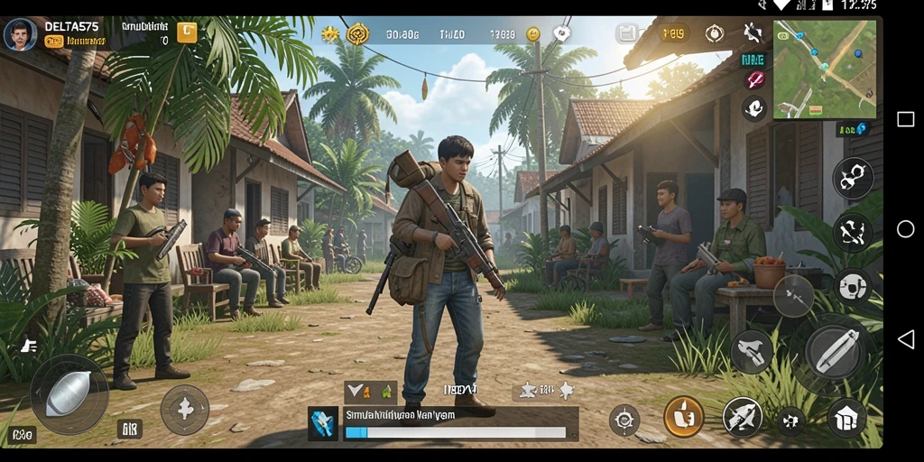 Tampilan gameplay DELTA575 yang menarik dan penuh warna.