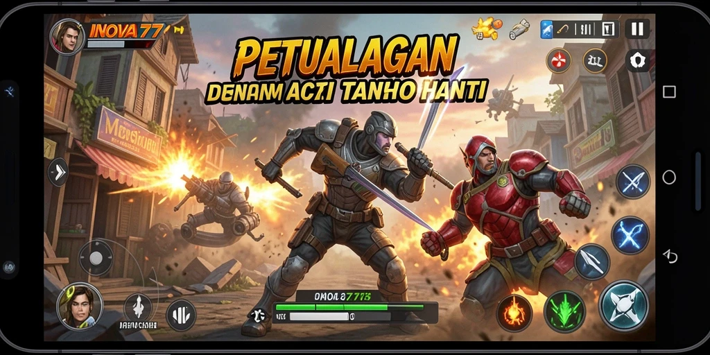 Gameplay Action seru dalam INOVA77 yang penuh tantangan.