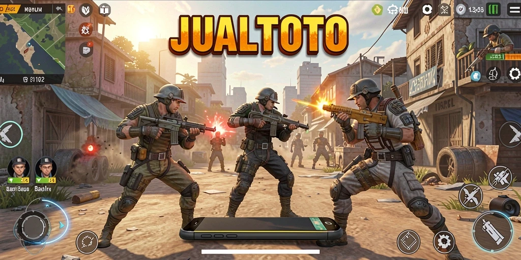 Tampilan seru pertarungan intens di JUALTOTO Battle Royale.