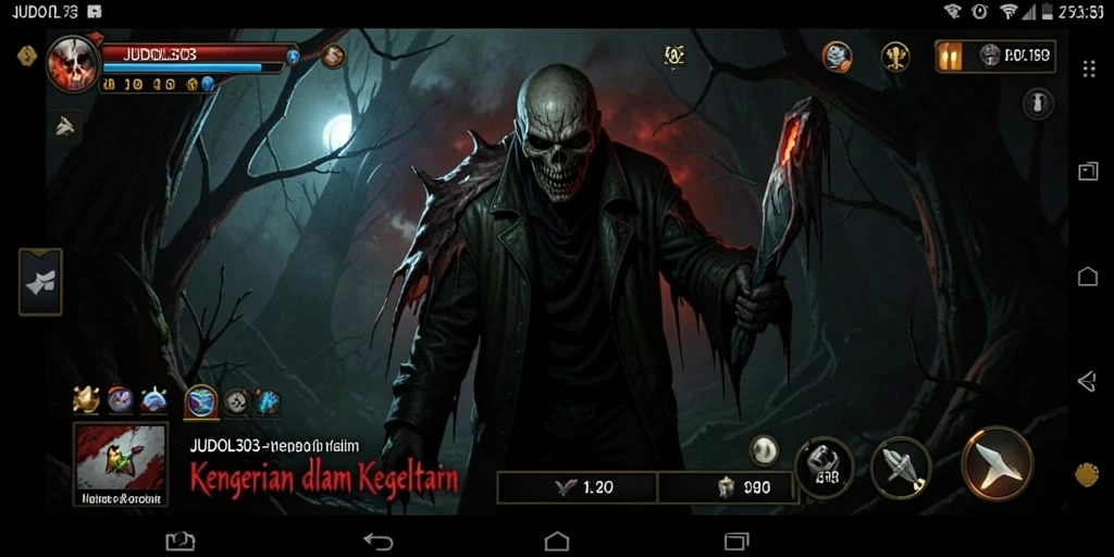 Tangkapan layar menunjukkan nuansa menakutkan dari gameplay JUDOL303.