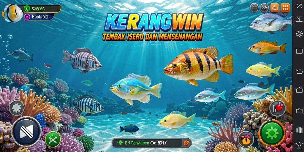 Tangkapan layar gameplay seru KERANGWIN saat menembak ikan.