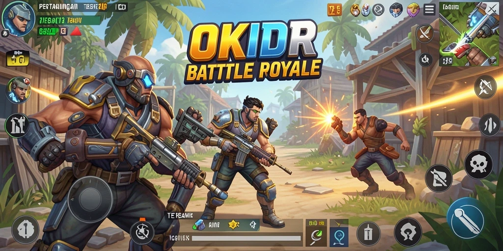 Tampilan seru dari gameplay utama di OKIDR Battle Royale.