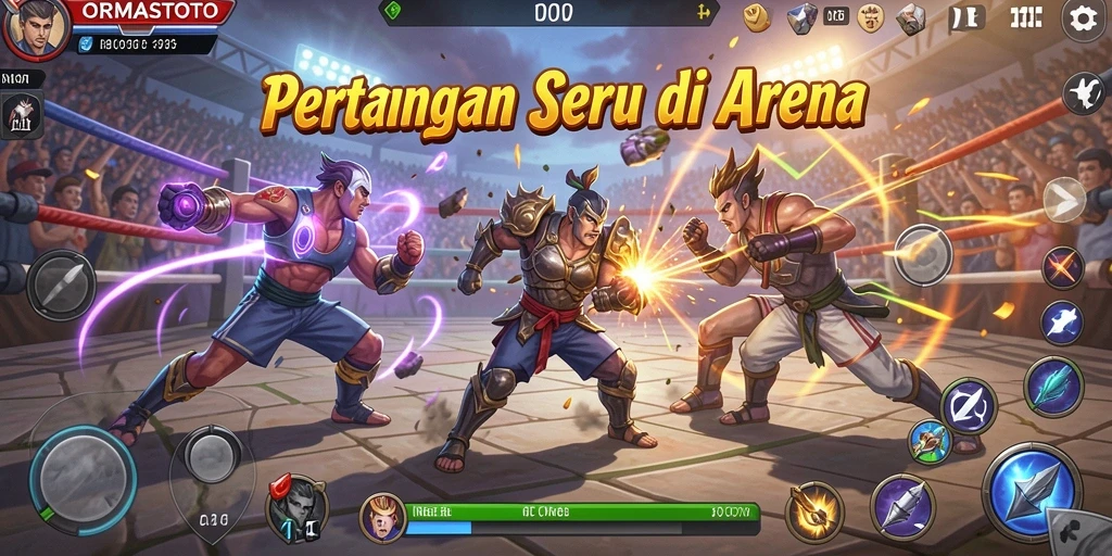 Tampilan gameplay seru dengan pertarungan yang intens di ORMASTOTO.