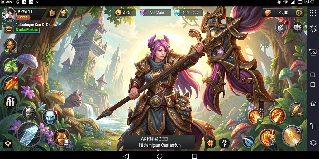 Tampilan gameplay RPWIN1 yang menakjubkan dalam eksplorasi dunia.
