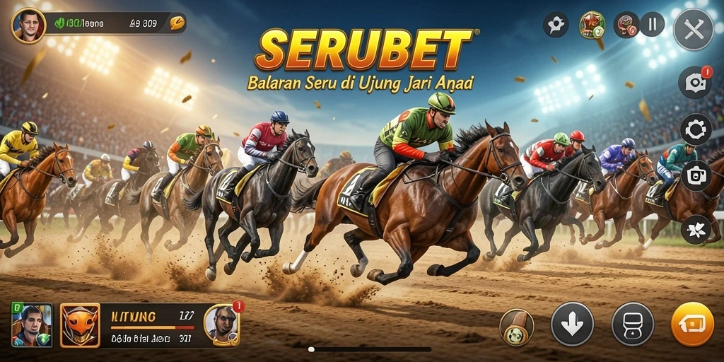 Screenshot SERUBET menampilkan serunya balapan di trek menantang.