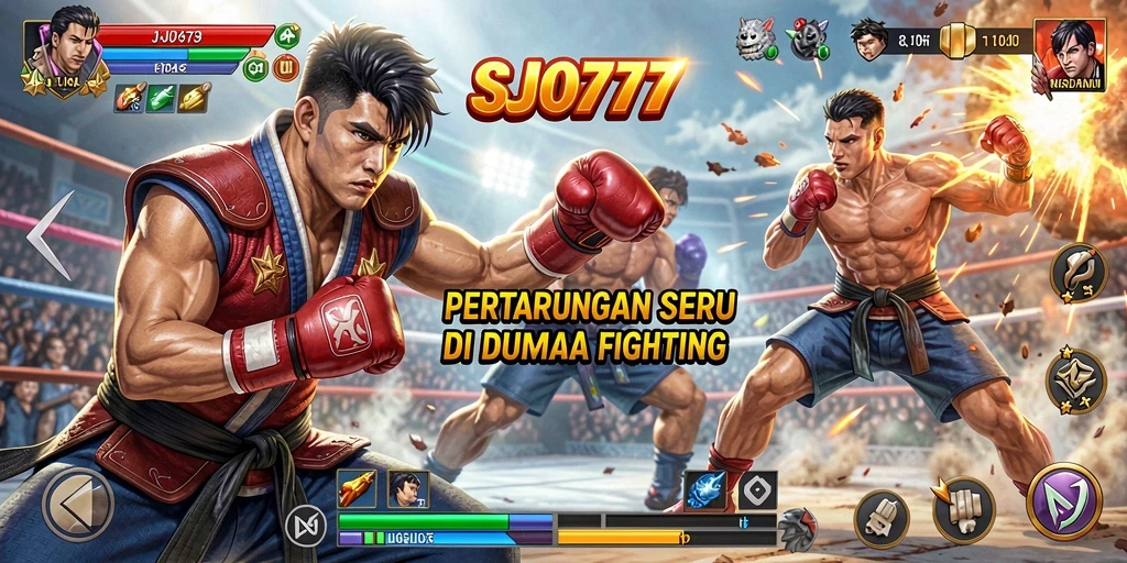 Screenshot gameplay SJO777 menunjukkan aksi pertarungan intens.