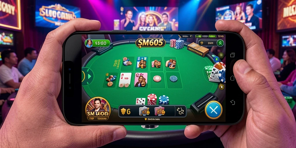 Screenshot gameplay SM605 menampilkan dealer yang berinteraksi dengan pemain.