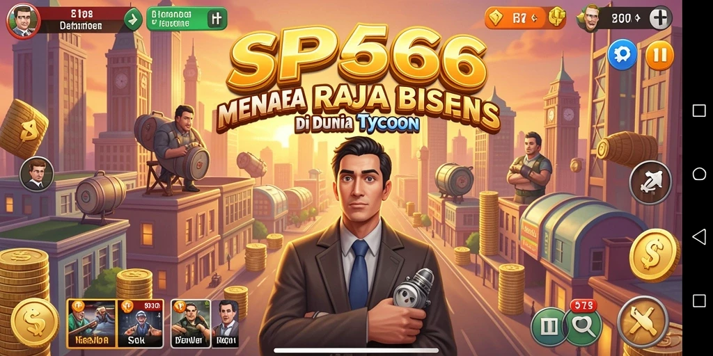 Screenshot SP666 menampilkan pemain yang mengelola bisnis Tycoon dengan grafis menarik.