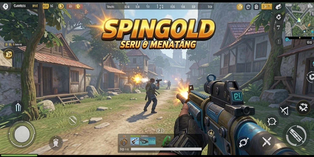 Screenshot SPINGOLD menampilkan aksi seru di medan perang TPS.