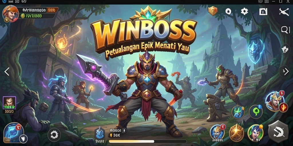 Tampilan screenshot WINBOSS menampilkan momen menegangkan dalam petualangan.